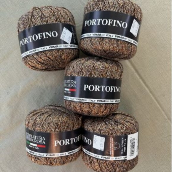 (5) Filatura Di Crosa Portofino Multi Brown/Gold Yarn NWT Cotton Viscose Italy - Picture 1 of 7